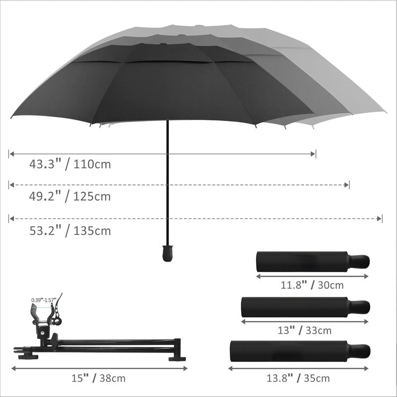 DUOUPA Patio Umbrellas UPF 50+ 360 ° Adjustable Shade Umbrella,Beach Umbrella with Universal Clamp,Beach Clamp on Umbrella,suitable for Patio,beach chairs,golf carts, wheelchairs,carts,bleachers,camping and fishing - Image 3